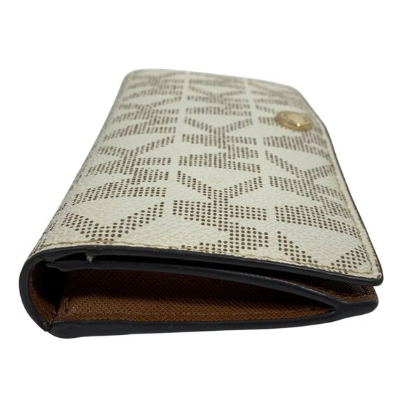 Michael Kors Off White Signature Coated Canvas Bifold Flap Continental Wallet - Picture 4 of 10